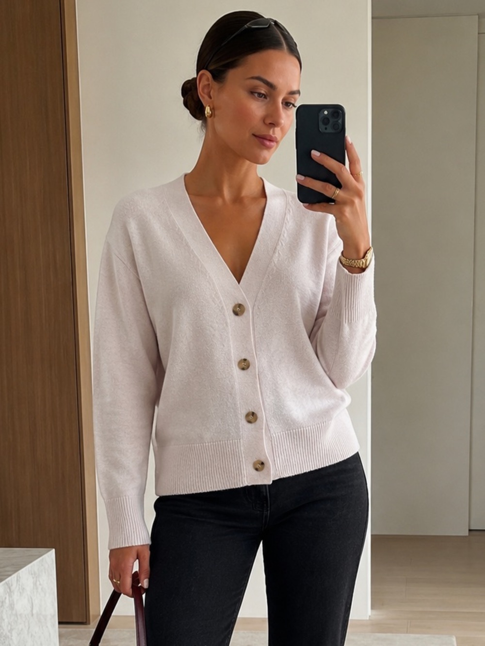 Vince Weekend Wool Cashmere V-Neck Cardigan Off White XXS